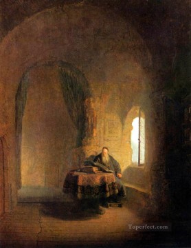 Filósofo leyendo a Rembrandt Pinturas al óleo